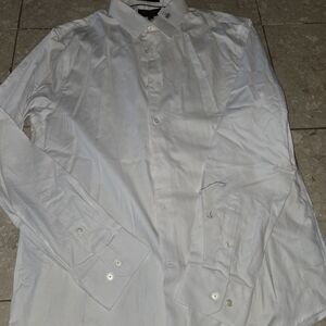 Banana Republic Men's White Dress Shirt Button Up - Untucked Fit Large